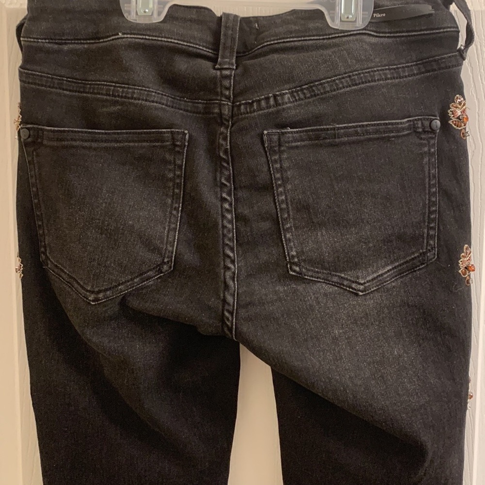 Anthropology Jeans Grey with embroidery and jewels Pilcro - Picture 10 of 15
